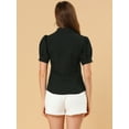 thumbnail image 5 of DARING DIVA Women's Puff Sleeve Point Collar Essential Office Shirt XS Black, 5 of 6