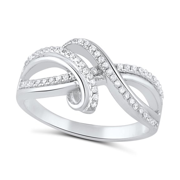 SilverCloseOut Sterling Silver Cz Free Form Infinity Ring