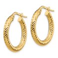 thumbnail image 2 of Leslie's Real 14kt Yellow Gold 3x15 Diamond Cut Round Hoop Earrings; for Adults and Teens; for Women and Men, 2 of 3