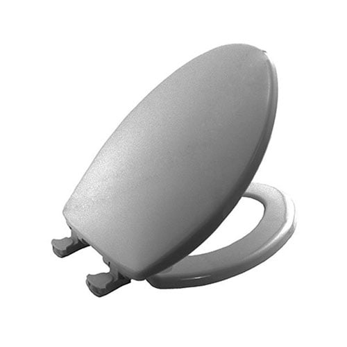 Photo 1 of Caswell Never Loosens Elongated Plastic Toilet Seat with Slow Close Hinge White - Mayfair by Bemis