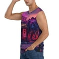 thumbnail image 3 of Lsque Western Style Dinosaur Print Men's Cotton Blend Sleeveless Muscle Shirts (S-3XL)- Moisture Wicking, Odor Protection, UPF 30+,3X-Large, 3 of 8