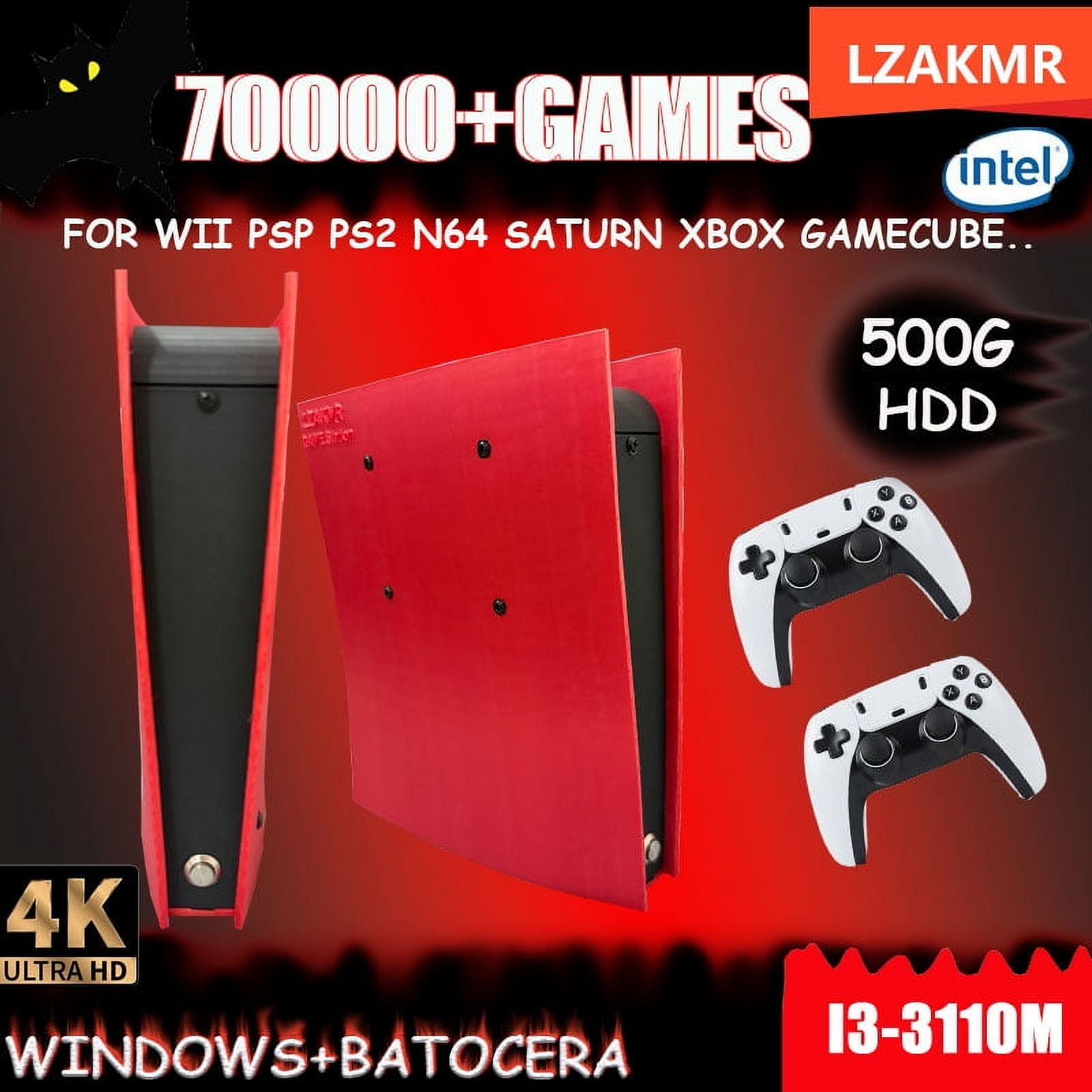 Retro Game Console X2 70000+Games 60+Emulators 500GB Batocera For Wii PS2 PSP GameCube N64