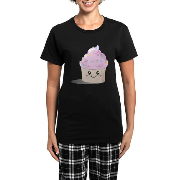 CafePress - Kawaii Cupcake Women's Dark Pajamas - Women's Short Sleeve Print T-Shirt and Pants Dark Cotton Pajama Set