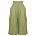 thumbnail image 2 of Capreze Capri Pants for Womens Loose Capris Palazzo Wide Leg Pant Summer Casual Solid Color Baggy Crop Trousers Fluorescent Green XL, 2 of 4