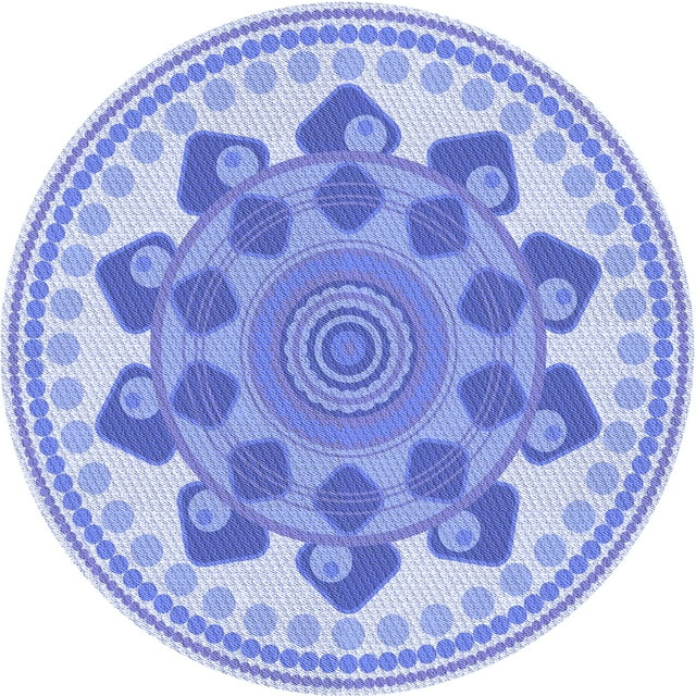 Ahgly Tapis Rond Lavable en Machine Intérieur Transitionnel Bleu Ardoise Clair, 7 Pieds Rond