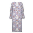 thumbnail image 4 of Yuyamidu Cute Ghost Long Sleeve Robes for Women Skull Round Neck Loungewear Casual Bathrobe Sleepwear Halloween Mid-Length Night Robe Size S Soft Zipper Front Housecoat, Purple, 4 of 7