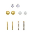 thumbnail image 3 of Time and Tru Womens Gold Stud and Mini Hoop Earring Collection, 6 Pairs, 3 of 5