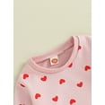 thumbnail image 6 of Suealasg Toddler Girls Spring Clothes 6M 1T 2T 3T Kids Girls Heart Print Long Sleeve Crew Neck Sweatshirt with Elastic Waist Sweatpants 2-piece Valentine's Day Outfits for Baby Girls, 6 of 9