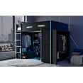 thumbnail image 3 of Lit Mezzanine en Bois Pleine Grandeur avec Bureau, Garde-Robe, Grand Espace de Rangement et Lumière RVB, Bleu Nuage, 3 of 21