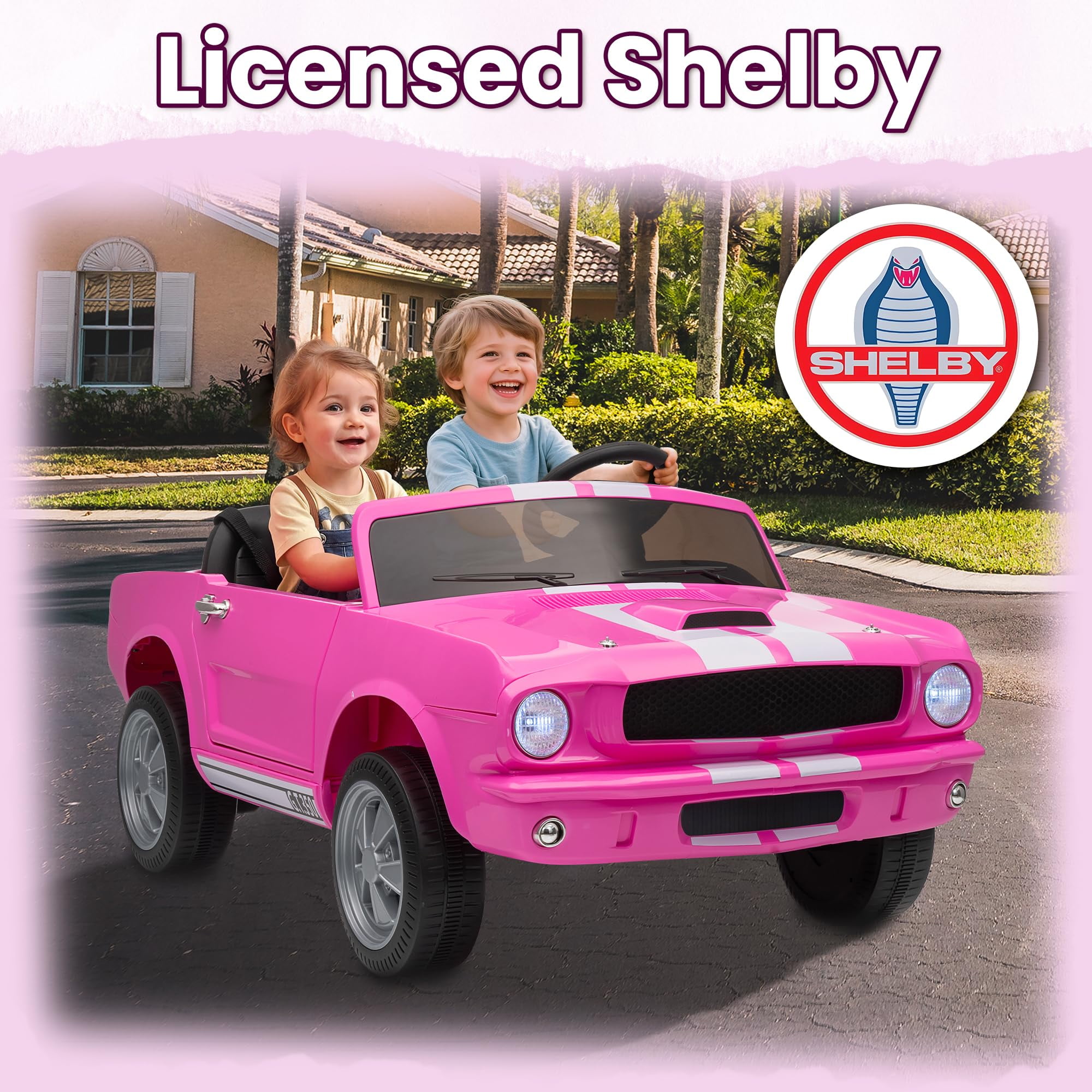 24V Kids Electric Car, Cuoote Licensed Shelby Ride On Toy, Power - Wheels with Remote Control
