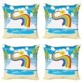 thumbnail image 1 of Ambesonne Rainbow Throw Pillow Cover 4 Pack, Cartoon Sun Holiday, 20", Multicolor, 1 of 2