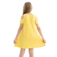 thumbnail image 3 of Stelle Girls Cold Shoulder Sundress Short Sleeve Solid Color Swing Casual Dresses,Tweens Cotton Comfy Shift Swing A-Line Midi Dress Loose Tunic Shirt Dress Skater Dress,Yellow,4T, 3 of 8