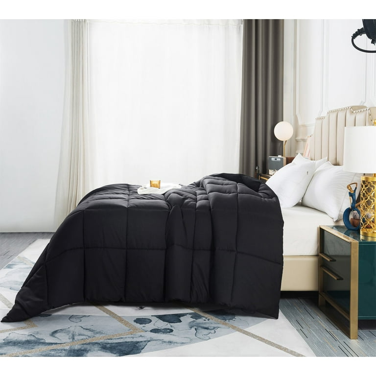 Downcool Full Queen Comforter Black All Season Hotel Down Alternative Duvet Insert Adult Unisex 88x92in