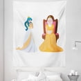 thumbnail image 1 of Empress Tapestry, Tale Theme Cartoon Character Young Cartoon and Queen on Throne Print, Fabric Wall Hanging Decor for Bedroom Living Room Dorm, 5 Sizes, White Multicolor, by Ambesonne, 1 of 1
