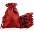 thumbnail image 1 of 30 Pcs Small Dark Red Color Cotton Bags, Linen Bags with Drawstring Gift Bags for Wedding Party and DIY, Christmas Decoration -10cm x 14cm, 1 of 5