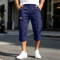 thumbnail image 7 of Resicozy Mens Long Cargo Shorts Below Knee with Pockets Lightweight Summer Baggy Classic Shorts Navy L, 7 of 7