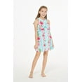 thumbnail image 4 of Girl Hawaiian Round Neck with Ruffle Dress in Pink Turquoise Hibiscus Vine Size 14, 4 of 5
