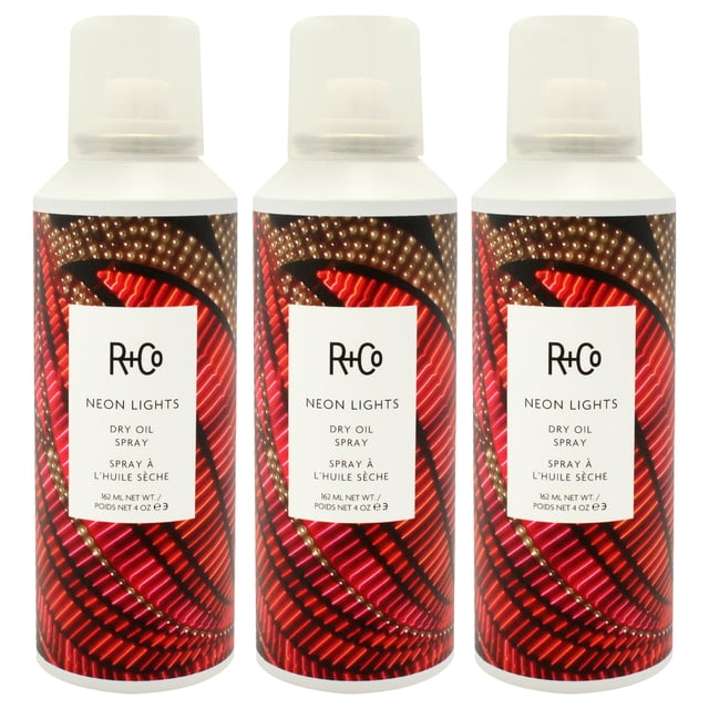 Spray de aceite seco R+Co Neon Lights, 120 ml, paquete de 3
