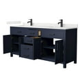 thumbnail image 2 of Beckett 72" Dark Blue Double Vanity & Giotto Quartz Top (1-Hole) & Black Trim, 2 of 5