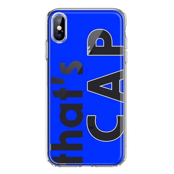 MUNDAZE Apple iPhone XS Max Shockproof Clear Hybrid Protective Phone Case Blue Clear Funny Text Quote That's Cap Cover