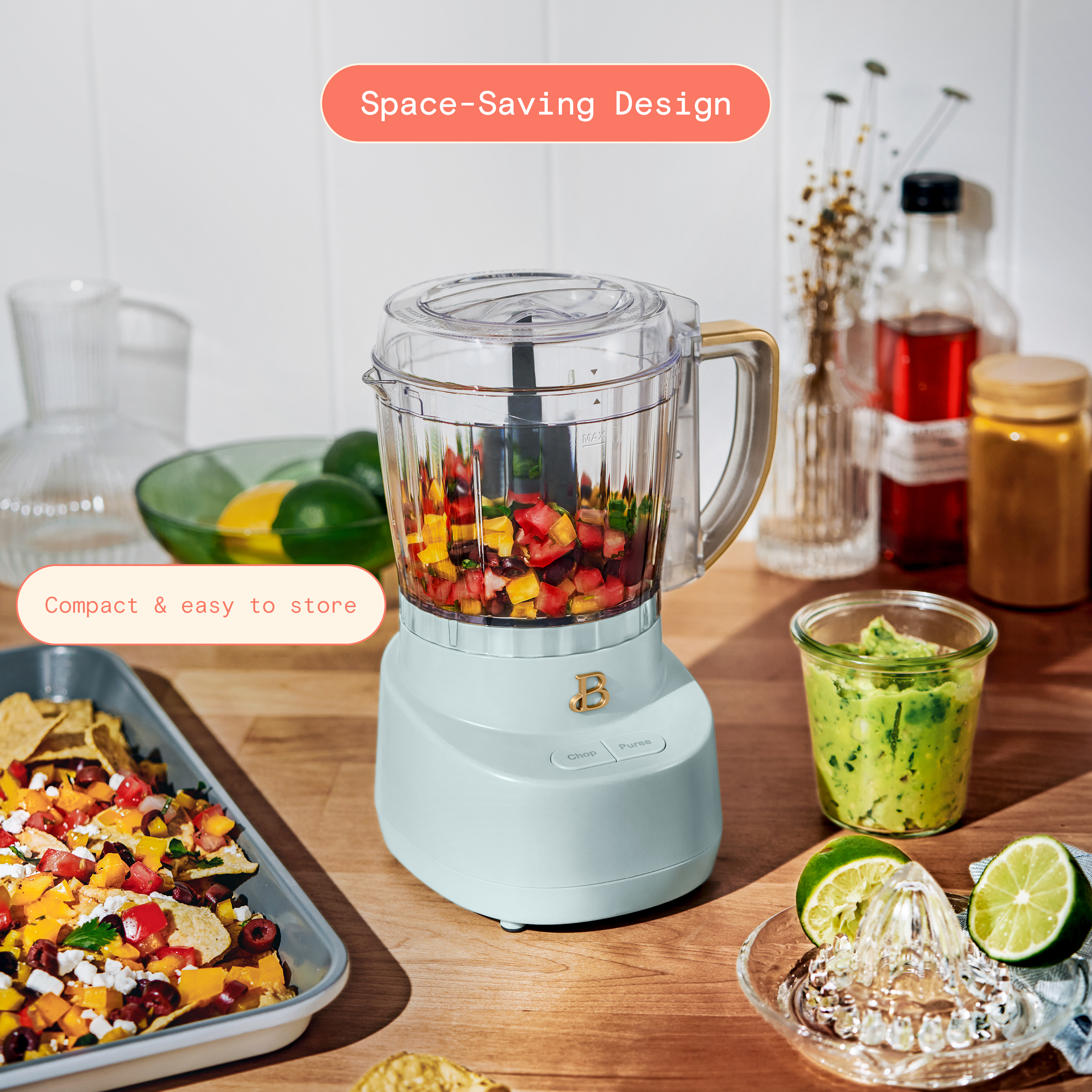 Beautiful 3-Cup Electric Food Chopper, Hydrangea by Drew Barrymore