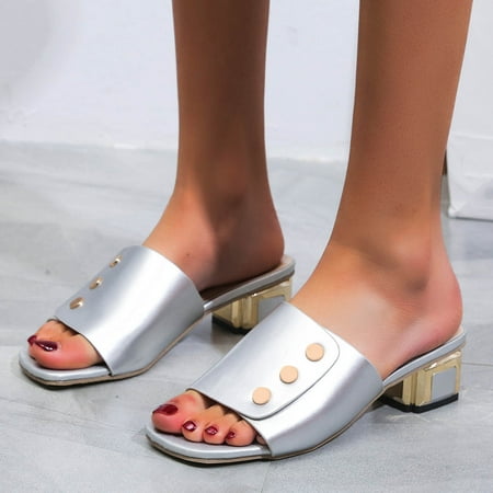 

BCMMKLPP High Women Solid Color Large Sandals Heel Slippers Thick Fashion Size And Women s sandals Black 37