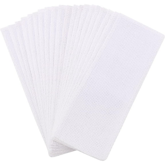 20 Pcs White Cross Stitch Bookmark, Blank Cotton Fabric Cross Stitch Book Marker with Embroidery Edge Rectangle Embroidery DIY Bookmark for Cross Titch Project (2.7"×7.4") White 20 Pcs
