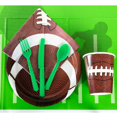 Champion Tailgate Football Party Tableware 57pc Party Pack, Brown Green White