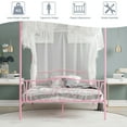 thumbnail image 6 of Topbuy Full Size Metal Canopy Bed Frame 4 Poster Steel Slats Headboard Footboard Pink, 6 of 10