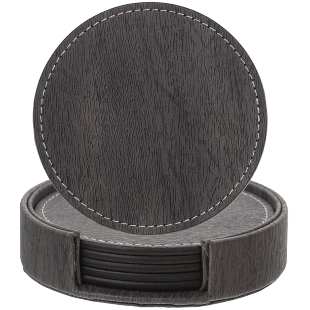 1 conjunto de posavasos de copa de doble cara Pu de cuero PU Copa de copa sin esnabes Anti-Scald Coasters