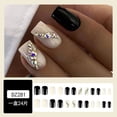 thumbnail image 2 of Fofosbeauty 24pcs Press on False Nails Tips, Square Fake Acrylic Nails, Diamond Black White, 2 of 11