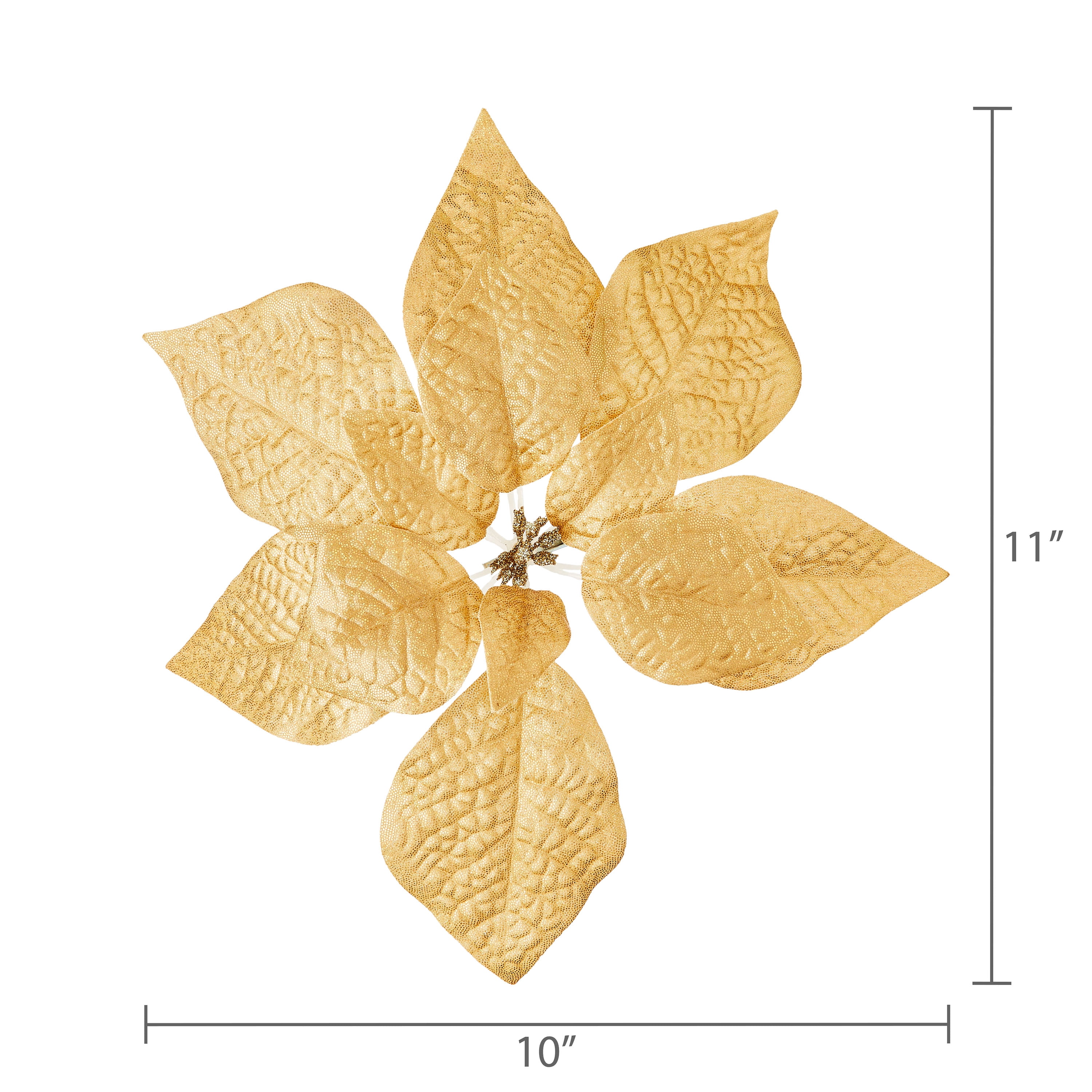 Poinsettia Christmas Clip Ornament, Gold, 11", by Holiday Time