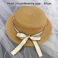 thumbnail image 2 of Sombrero de mujer con circunferencia de 56-58 cm, sombrero de copa plana con lazo, sombrero de verano, sombrilla para exteriores, sombrero para el sol de playa, 2 of 5