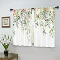 thumbnail image 6 of Green Eucalyptus Floral Farmhouse Kitchen Curtains Leaves Short Small Wood Plank Rod Pocket Flowers Plants Botanical Bathroom Bedroom Living Room Treatment Fabric 2 Panels 27.5Wx39H Inch, 6 of 6