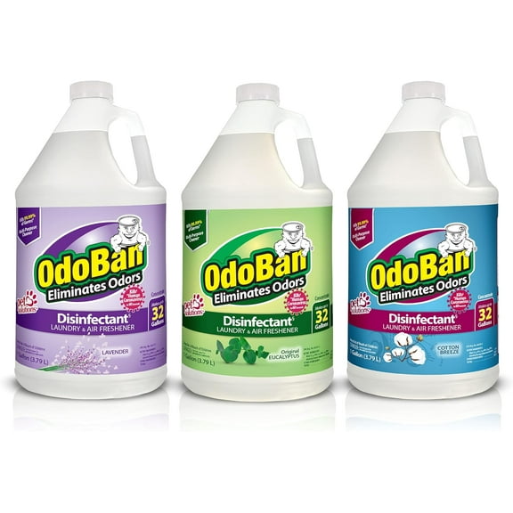 OdoBan Disinfectant Concentrate and Odor Eliminator, Original Eucalyptus, Lavender and Cotton Breeze Scents, 3 Gallons