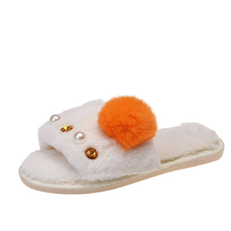 

nsendm Boot Slippers for Women Indoor Bulb Hair Breathable Outdoor Color Fashion Slippers Butt Slippers for Women Shoes Orange 7