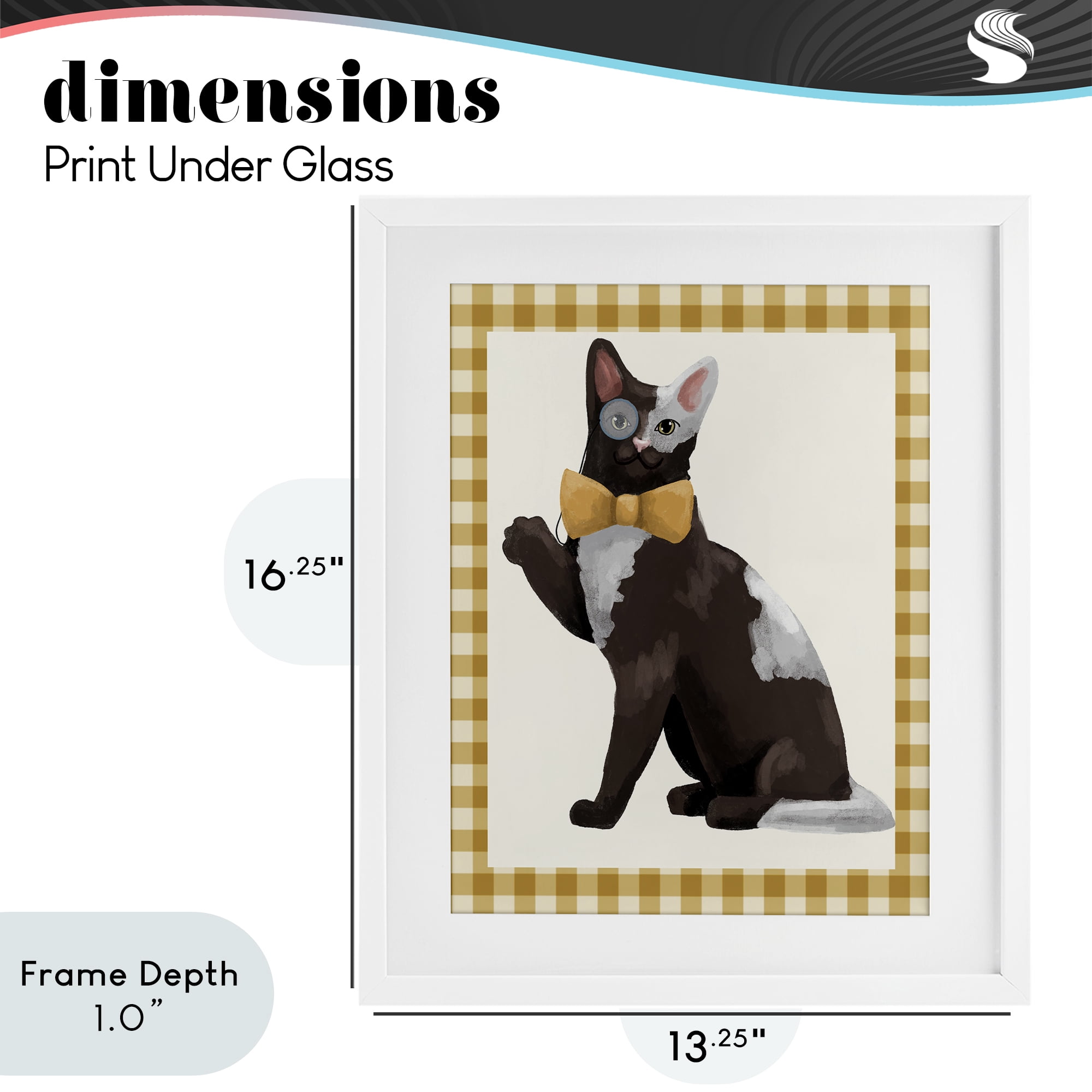 Stupell Industries Gentleman Cat with Bow White Framed Print Under Glass, design by Sadie Harper