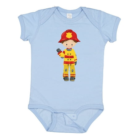 

Inktastic Fireman Firefighter Firefighting Brown Hair Boys Baby Bodysuit