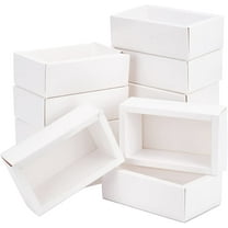 12Set 12 Pack 7x5x1.5 Inch White Rectangle Drawer Kraft Boxes with PVC Plastic Window for Party Favor Treats Candy and Jewelry Crafts