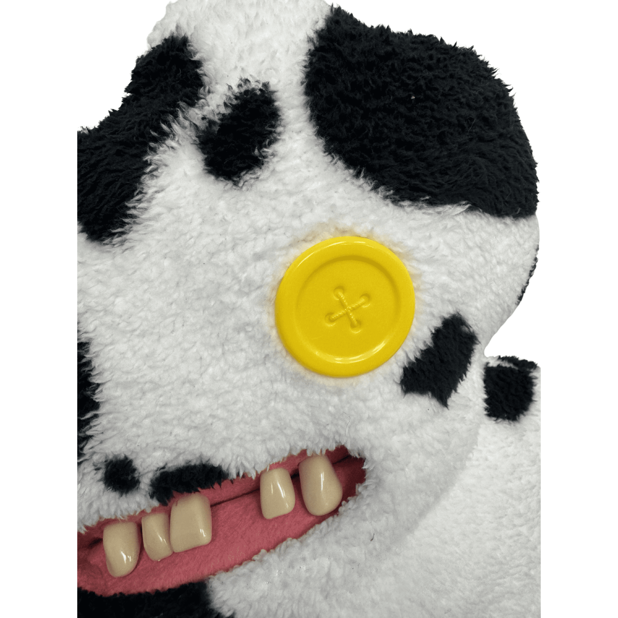 18" Fuggler Bigg Fugg Gaptooth McGoo (Cow Print) Funny Ugly Monsters Plush Weird Alternative Plush Human-like teeth, Large and in Charge