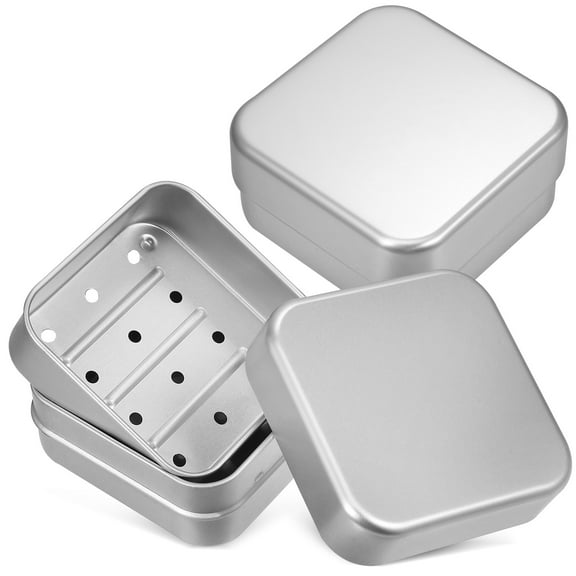 2 Pcs Aluminum Soap Box with Lid, Travel Bar Soap Case and Soap Holder, Portable Soap Dish for Bathroom and Travel