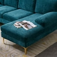 thumbnail image 4 of U Shape Sectional Sofa,Modern Large Chenille Fabric Modular Couch,Extra Wide Sofa with Chaise Lounge and Golden Legs for Living Room (113.39”L-Blue-Green), 4 of 7