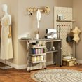 thumbnail image 2 of HOMCOM Folding Sewing Table Mobile Sewing Machine Cabinet with Shelf Grey, 2 of 10