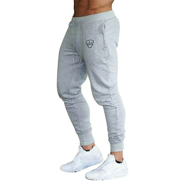 Men Sport Pants Tracksuit Workout Joggers Gym Sweatpants Crown Black M