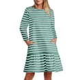 thumbnail image 1 of cfhntfmh Robes de Détente pour Femmes Imprimé Décontracté Manches Longues Col Rond Robe Midi avec Poches Automne Ourlet à Volants Robe de Plage, 1 of 6