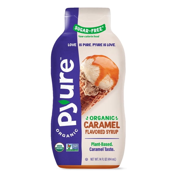 Pyure Organic Caramel Dessert Syrup | Sugar-Free Keto Topping for Ice Cream, Pancakes & Low Carb Treats | 1g Net Carb, Vegan, Non-GMO | 14 oz