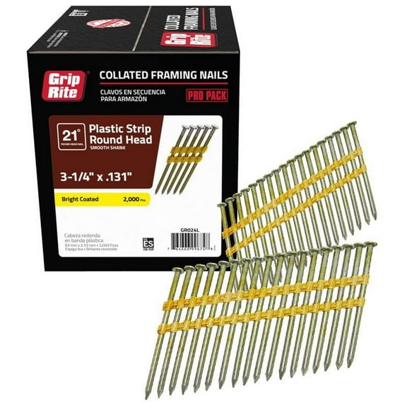 Grip-Rite GR024L Round Head Framing Nails 3.25 x 0.131 in.