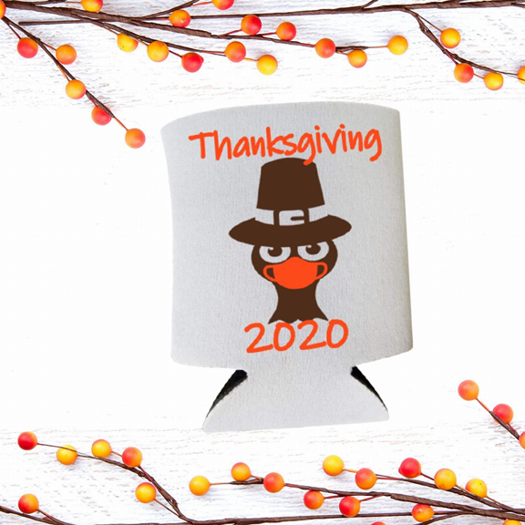 Let's Get Basted Thanksgiving Can Cooler - Funny Thanksgiving Can Coolie - Fall Holiday Alcohol Gift for your Thanksgiving Party