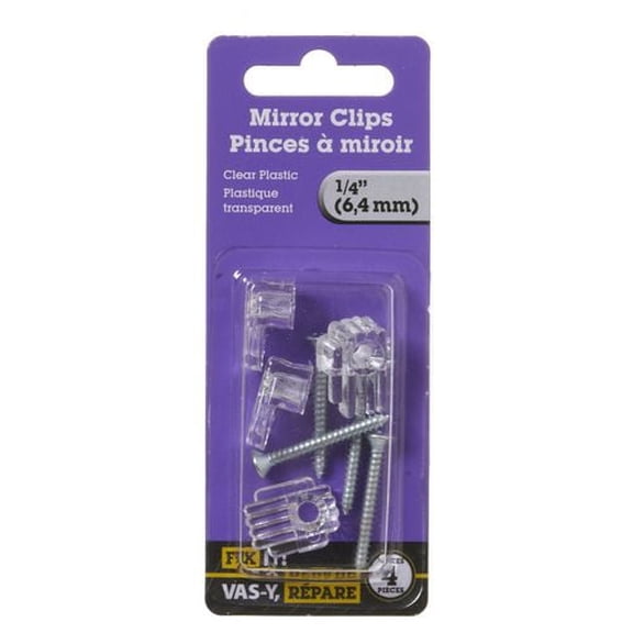 1/4" Clear Plastic Mirror Clip 4 Pieces