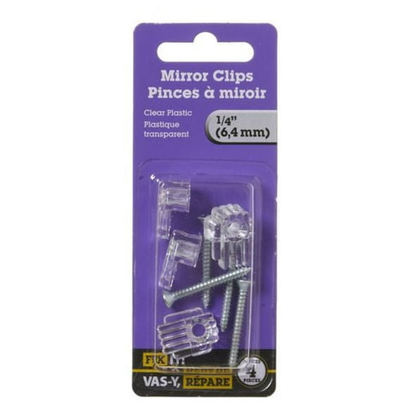 1/4" Clear Plastic Mirror Clip 4 Pieces